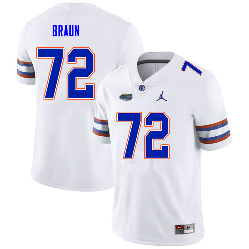 Men #72 Josh Braun Florida Gators College Football Jerseys Sale-White